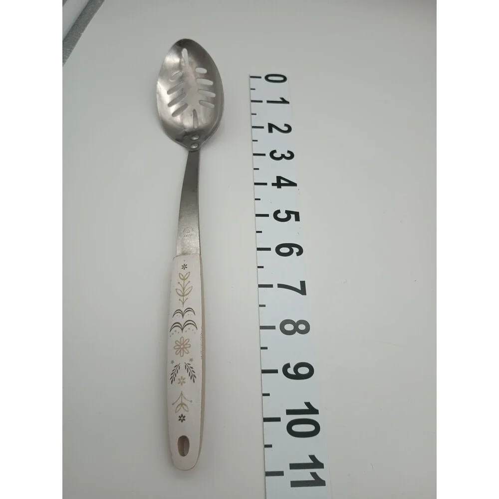 Vtg Flint Ekco Harvest Wheat Stainless 5 Piece Serving Set Slotted Spoon Ladle